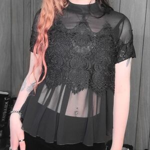 Gothic lace sheer top